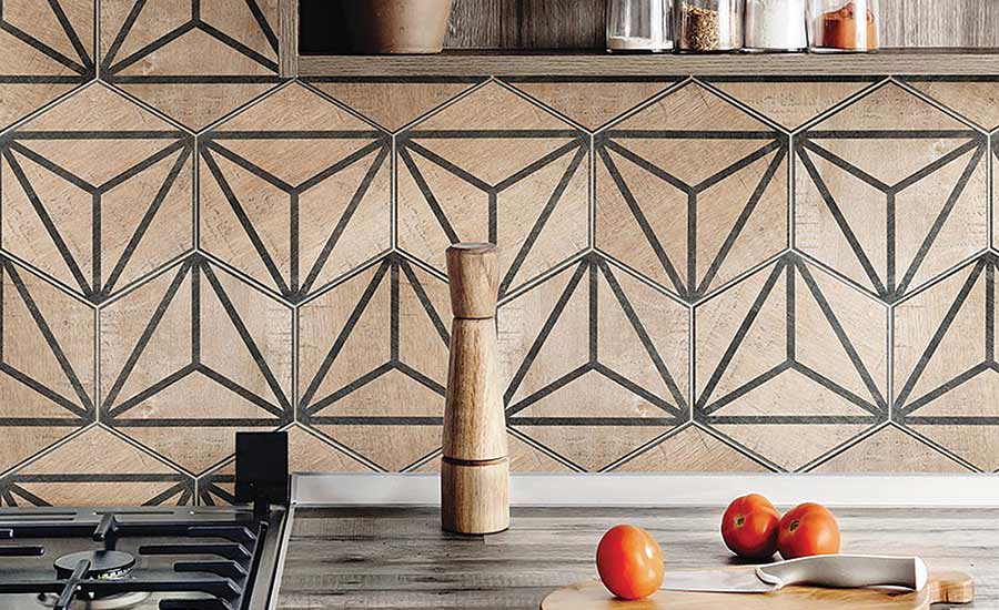 SomerTile’s Tribeka Hex Brown 8 5/8- x 9 7/8-inch porcelain floor and wall tile