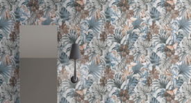Peach Fuzz Pantone Color Institute 2024 Color of the Year: Peach Fuzz. Daltile's STARE Eforea tiles uses Peach Fuzz in the tile design of plants and butterflies.